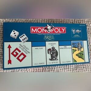 PARKER BROTHERS MONOPOLY Ariel Edition Ages 8-Adult